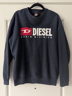 Diesel Denim Division Embroidered Logo Crewneck Sweatshirt Navy XL